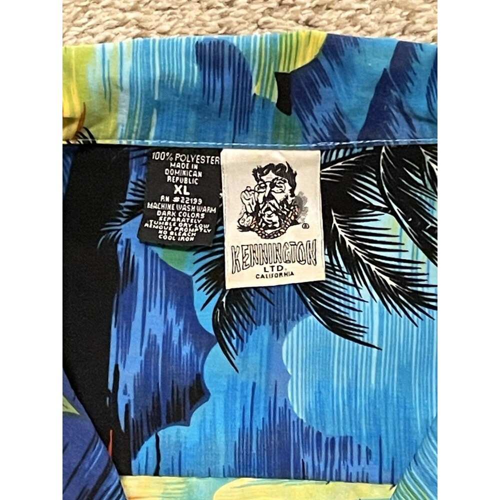 Vintage Kennington Ltd Shirt Mens Sz XL BlueHawaiian Aloha Beach Print Button Up - Picture 5 of 6